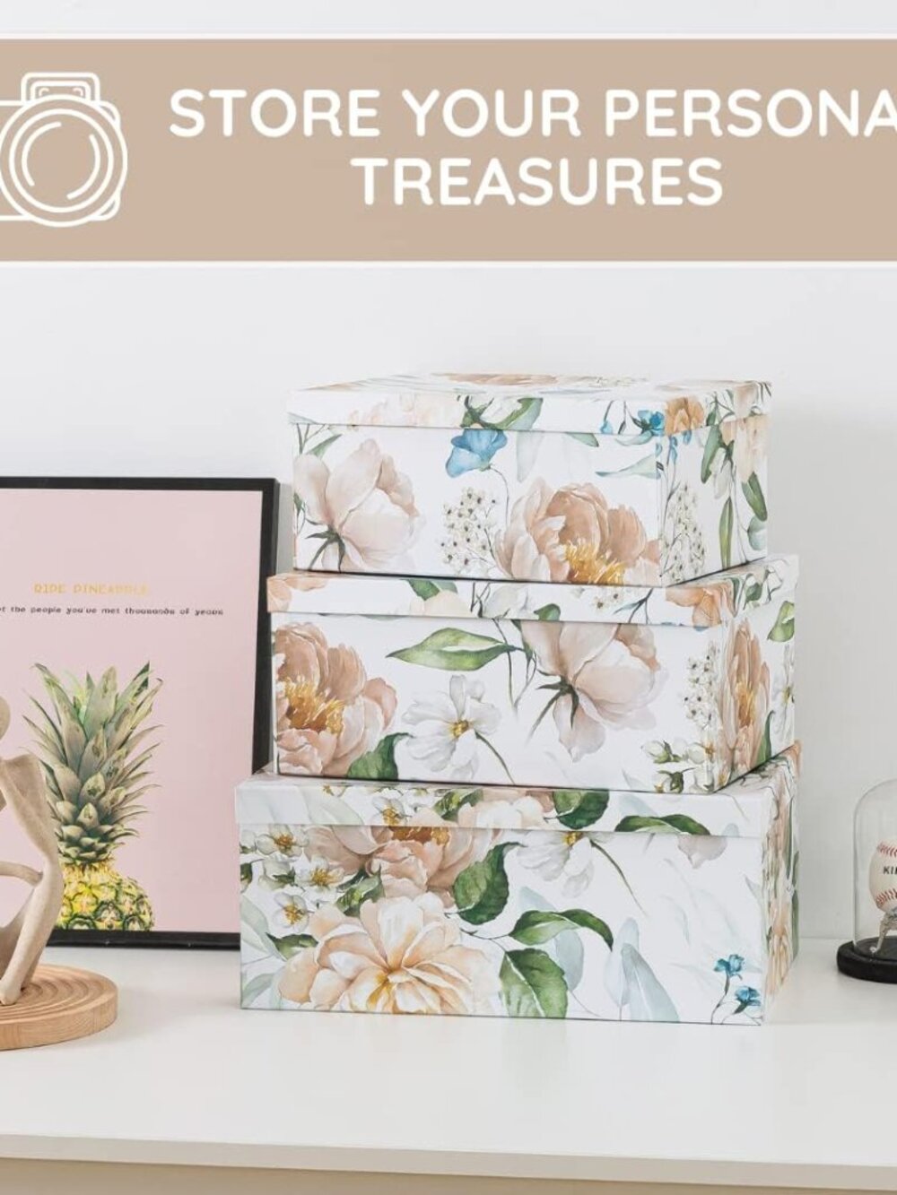 Decorative Cardboard Storage Boxes with Lids for Home Decor and Organization, Se - Picture 7 of 8